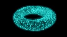 Light blue Neon torus transform on black back able to loop endless