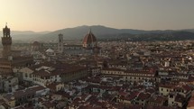 Aerial above ancient Florence Cathedral 