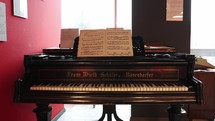 Front view of a classic fortepiano by Franz Wirth von Shruler Bosendorfer with piece.