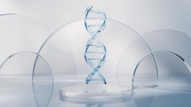 DNA with glass geometry background, 3d rendering.
