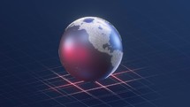 Rotation of the earth with digital sphere, 3d rendering.
