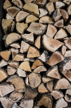 A pile of split logs.