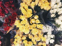 roses at a flower stand 