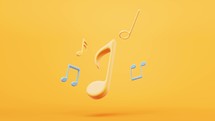 Loop animation of music notes with cartoon style, 3d rendering.
