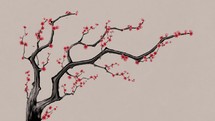 Plum blossom with Chinese ink painting style, 3d rendering.
