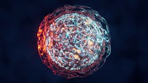 Biochemistry sphere with digital mesh lines, 3d rendering.
