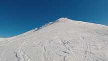Panorama of winter alps mountains in outdoor ski resort in beautiful sunny day with no people
