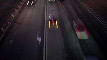 Car traffic at night Time lapse with panning