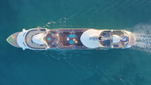 Aerial view of the cruise ship in open water