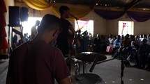 worship music inside a church during a mission trip 