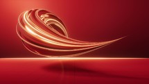 Flowing red geometry lines with ground, 3d rendering.
