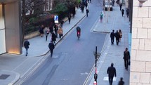 Timelapse of people leaving the office at rush hour 