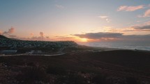 Panorama of sunrise over Sidi Ifni in Morocco ocean coast in summer holiday background
