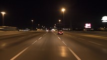 Rapid night driving POV timelapse on an interstate highway