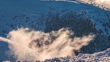 Clouds time-lapse in winter mountains background nature
