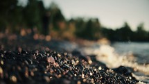 pebbles along a shore 