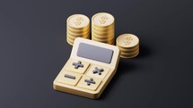 Calculator and investment with cartoon style, 3d rendering.
