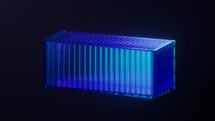 Container with dark neon light effect, 3d rendering.
