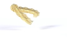 Metal golden knot thread on white bg