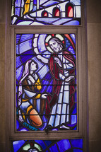 Stained glass window of Jesus