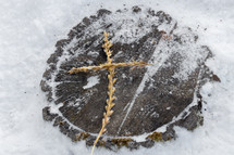 wheat cross in snow 