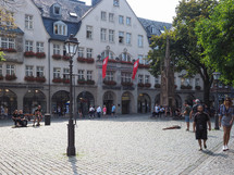 AACHEN, GERMANY - CIRCA AUGUST 2019: People in the city centre