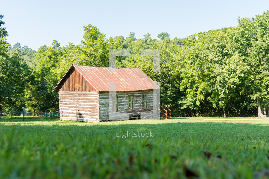 a old log church in the country