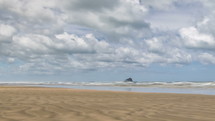 Panoramic shot of sunny seaside beach Time Lapse
