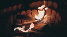 burning wood in a fire 