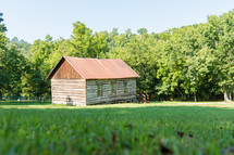 a old log church in the country