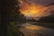Okotoks River at sunset 