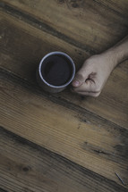 hand holding a coffee mug 