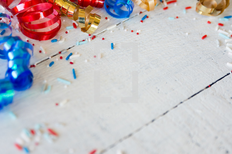 party ribbons on white board