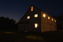 old barn at night 
