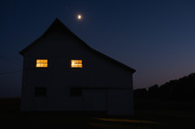 farm house at night 