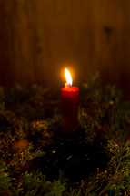 candle sticks with christmas greenery