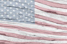 American flag on wood background 