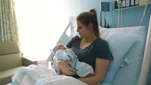 mother and newborn baby in the hospital 