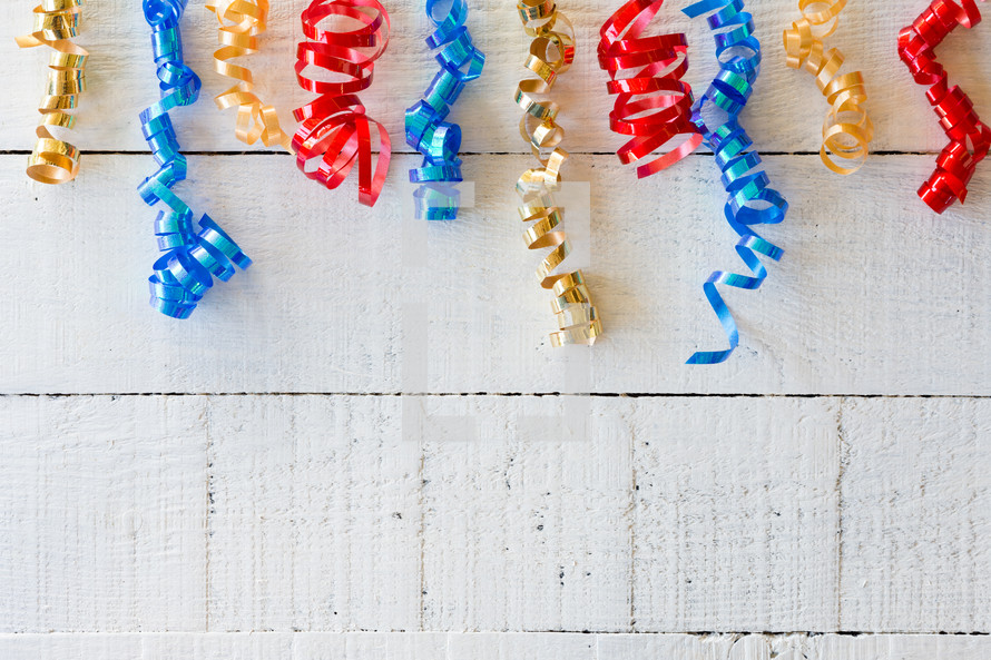 party ribbons on white board