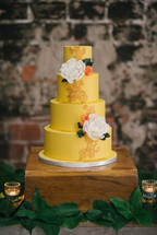yellow wedding cake 