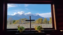 Holy Cross in Chapel of the Transfiguration St. John's Episcopal Church at Grand Teton National Park Wyoming