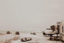 snow at an airport 