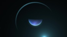 Eighth Planet Neptune Orbiting With Its Ring And Moon In The Outer Space. animation, zoom-out	