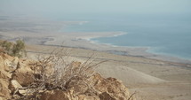 Tracking shot from above the Dead sea in Israel