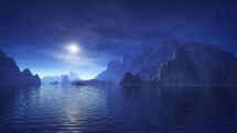 blue lake and moonlight 