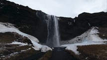 High Icelandic Waterfall Falling Down