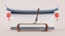 Loop animation of ancient Chinese brush, 3d rendering.
