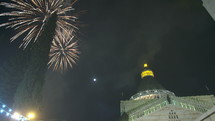 Christmas fireworks over the basilica of the annunciation in Nazareth