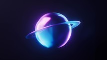 Planet with dark neon light effect, 3d rendering.
