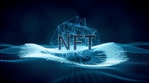 NFT nonfungible tokens concept with digital lines, 3d rendering.
